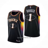 Camiseta Phoenix Suns Devin Booker #1 75th Anniversary 2022 Negro